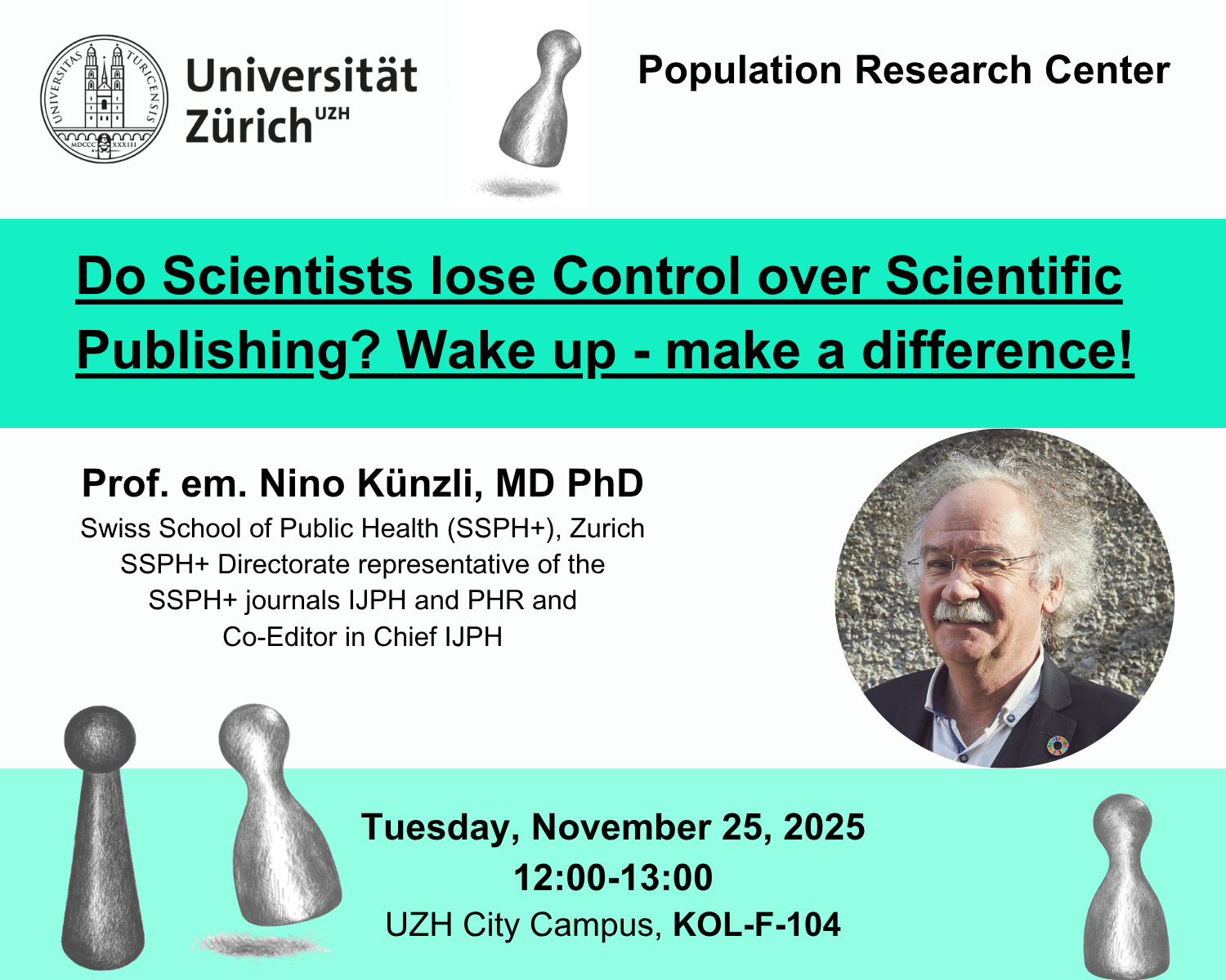 Prof. em. Nino Künzli will talk about the new challenges in the scientific publishing business.